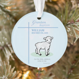 Ornamento Avô Baptism Blue Lamb Personalizado