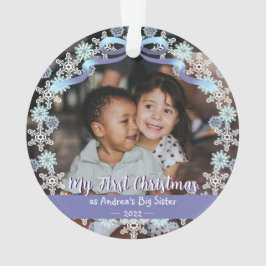 Ornamento Avó do primeiro Natal Flocos de Neve Fios de Fita