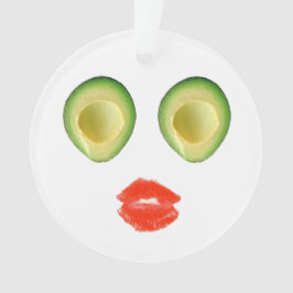 Ornamento Avocado Adorável Face Verde Vermelho 4Amelie