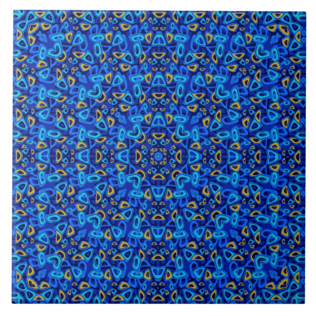 Ornamento azul abstrato multicolorido (Frente)