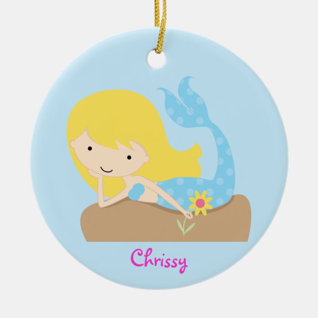 Ornamento azul bonito do costume da sereia do KRW (Frente)