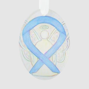 Ornamento Azul Céu Consciência Fita Anjo