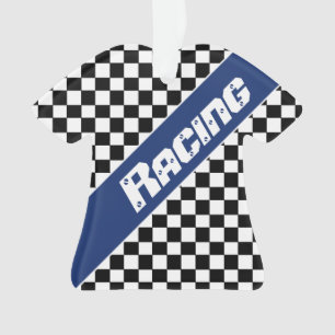 Ornamento Azul com padrão preto e branco