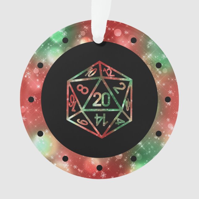 Ornamento Azul D20 - Crit | RPG Fantasy Tabletop Gamer Dice (Frente)