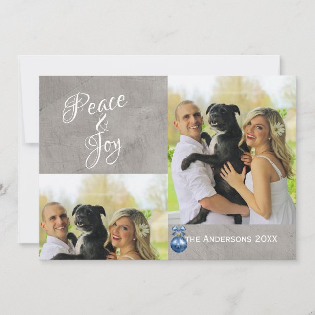 ornamento azul de Cartões de foto de Natal persona (Frente)