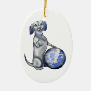 Ornamento azul do Dachshund do salgueiro