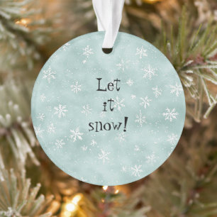 Ornamento Azul Menta Flocos de Neve Brancos Natal Peppermint