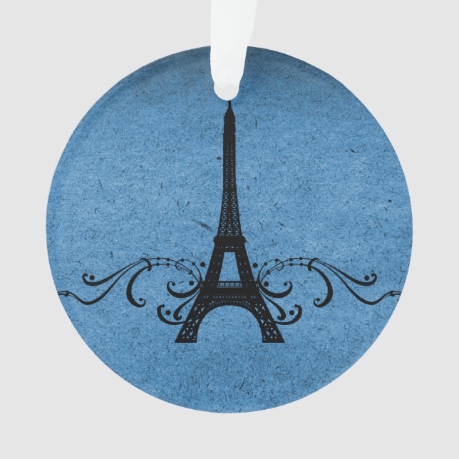 Ornamento Azul Vintage francês Flourish (Frente)