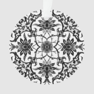 Ornamento Azulejo chinês Art Nouveau - Preto e Branco