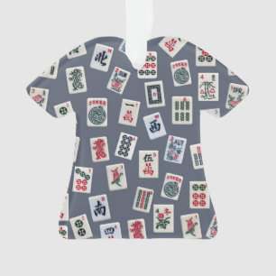 Ornamento Azulejo de fotografia MahJong em azul escuro