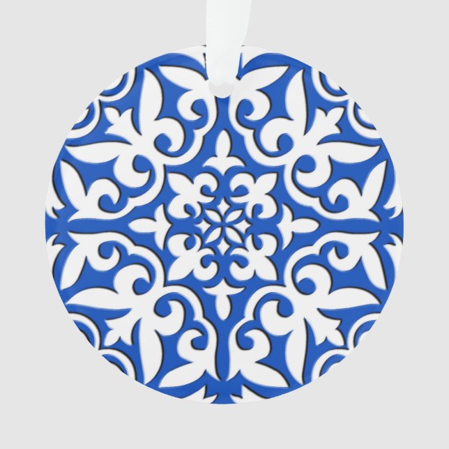 Ornamento Azulejo marroquino - azul de cobalto e branco (Frente)
