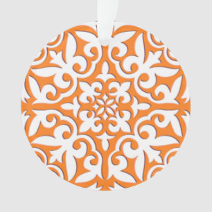Ornamento Azulejo marroquino - cor de laranja e branco
