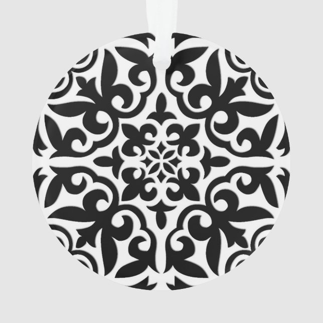 Ornamento Azulejo marroquino - preto com fundo branco (Verso)