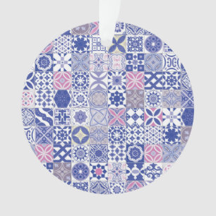 Ornamento Azulejo marroquino - roxo e rosa