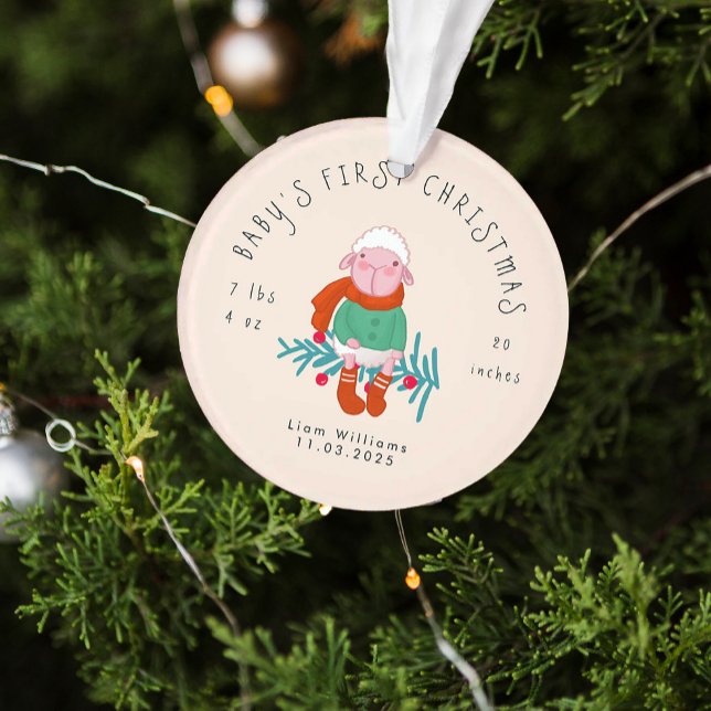 Ornamento Baby’s First Christmas Adorable Lamb  Ornament (Criador carregado)