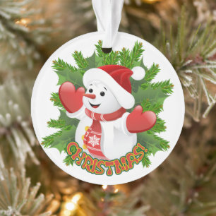 Ornamento Baby Snowman com Ornament Crystal Snowflakes