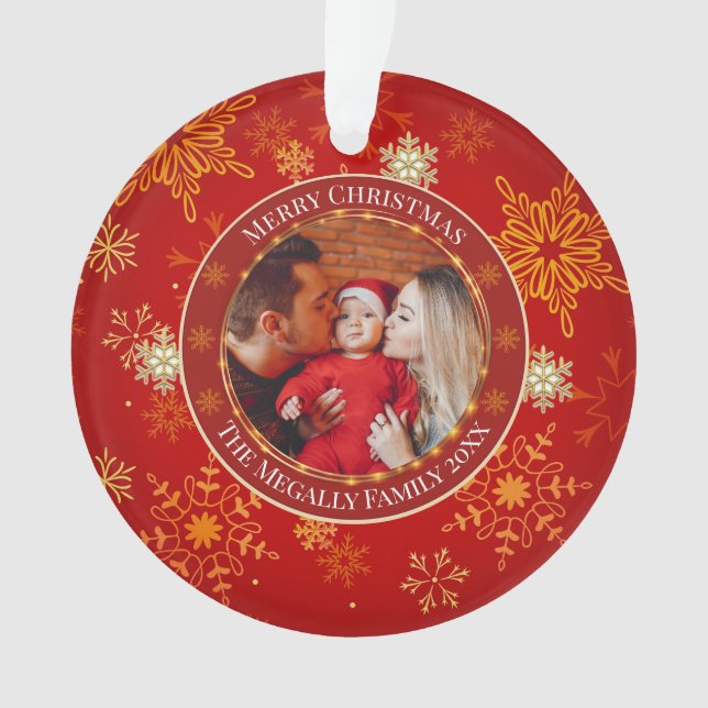 Ornamento Baby's First Christmas Custom Name Photo Keepsake (Frente)