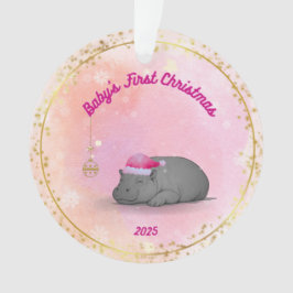 Ornamento Baby's First Christmas-Hippo Ornament-Customizable