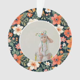 Ornamento  Baby's First Christmas Ornament Photo Floral