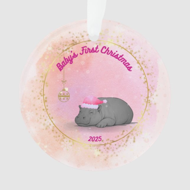 Ornamento Baby's First ChristmPygmy Hippo Christmas Ornament (Frente)