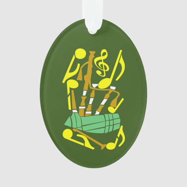 Ornamento Bagpipe Red Music Notes (Frente)