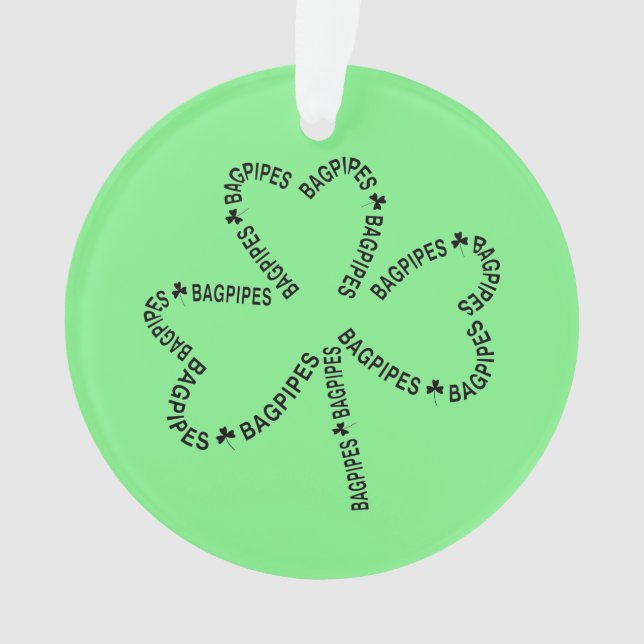 Ornamento Bagpipe Text Shamrock T-Shirt (Frente)