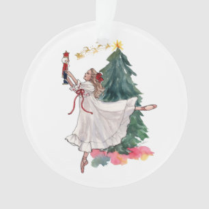 Ornamento Bailarina de Natal Elegante com Quebra-Nozes
