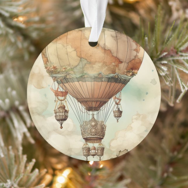 Ornamento Balão de Ar Quente Steampunk (5) (Árvore)