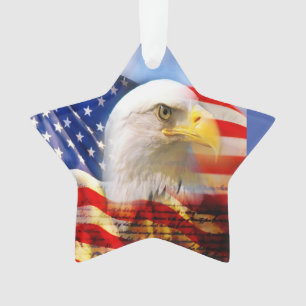 Ornamento Bald Eagle e a bandeira americana