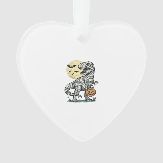 Ornamento Balde de Doces de T-Rex Múmia de Halloween Vetor V (Frente)