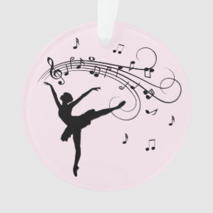 Ornamento Ballerina Dançando com Música Rosa
