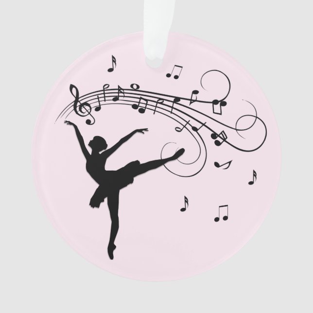 Ornamento Ballerina Dançando com Música Rosa (Frente)