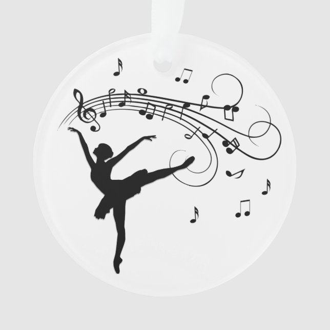 Ornamento Ballerina Dançando com Notas de Música (Frente)