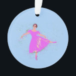 Ornamento Ballerina Dancer Magenta - Vestido Rosa<br><div class="desc">Ballerina Dancer com um vestido cor-de-rosa magenta. Balança postural dinâmica do dançarino balé. Ballerina em vestido magenta cor-de-rosa sobre fundo azul claro. Mulher em movimento.</div>