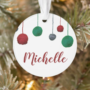 Ornamento Balls of Yarn ・ Seu nome ・ Knit Crochet Artesanato