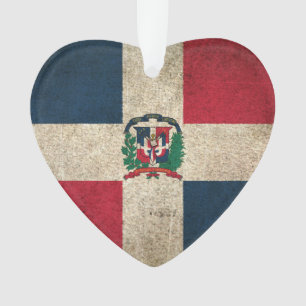 Ornamento Bandeira afligida vintage da República Dominicana