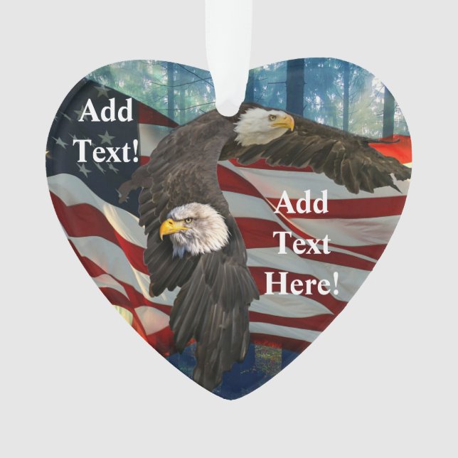 Ornamento Bandeira Americana Bald Eagle (Frente)
