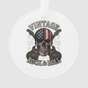 Ornamento Bandeira Americana Caveira Rock Vintage Guitarra R