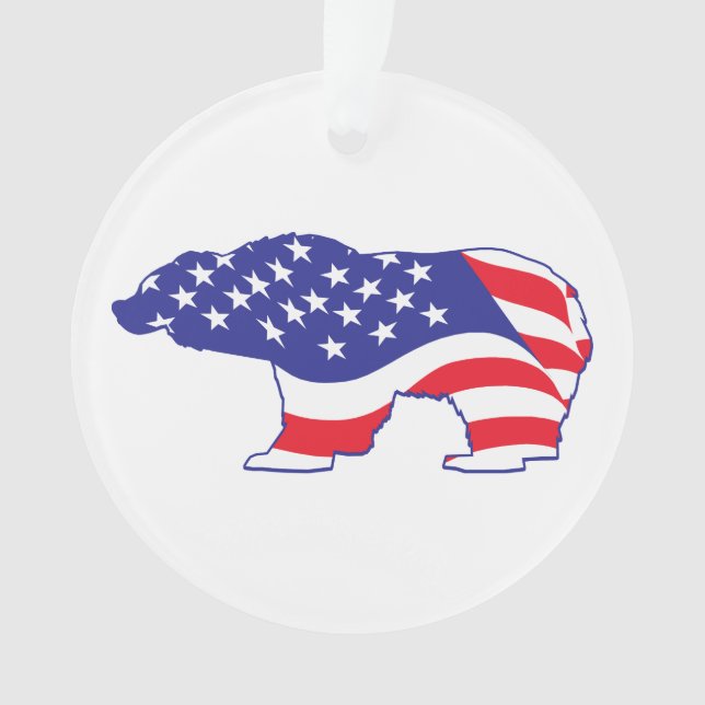 Ornamento Bandeira Americana do Urso Grizzly (Frente)