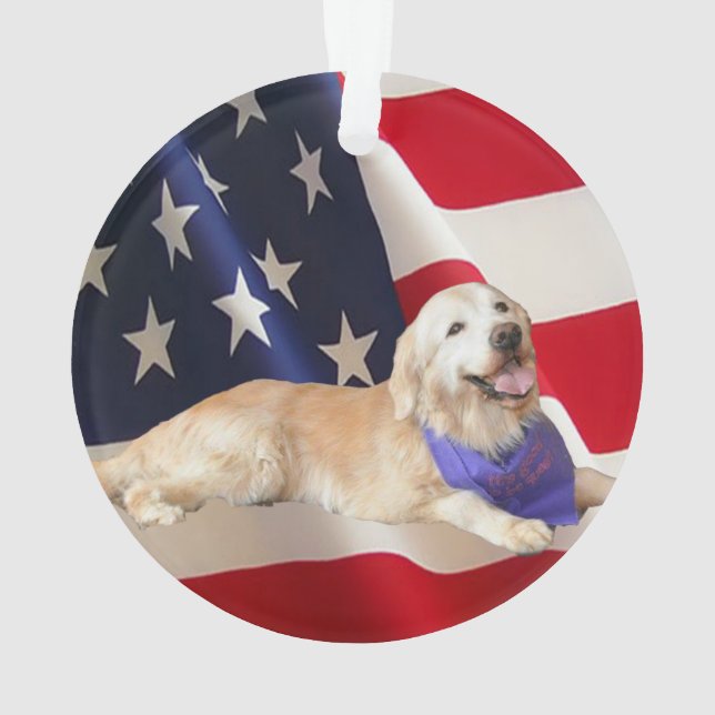 Ornamento Bandeira americana Sassy do golden retriever (Verso)