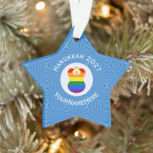 Ornamento Bandeira de Hanukkah do Anjo Loiro com Preço Gay P