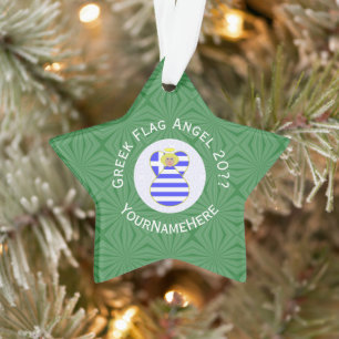 Ornamento Bandeira de Natal Anjo Loiro Personalizado Grego 