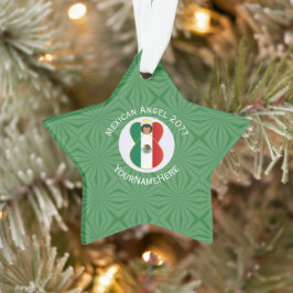 Ornamento Bandeira de Natal Anjo Mexicano Personalizada
