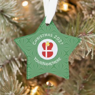 Ornamento Bandeira de Natal do Anjo Dinamarquês Personalizad
