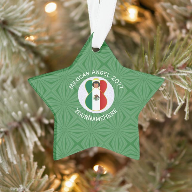 Ornamento Bandeira de Natal do Anjo Mexicano Personalizada (Árvore)