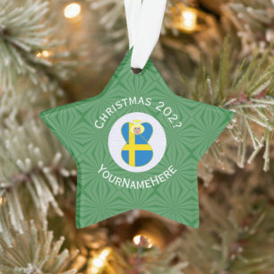 Ornamento Bandeira de Natal do Anjo Sueco Personalizada 