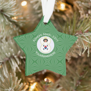 Ornamento Bandeira de Natal do Anjo Sul-Coreana Personalizad
