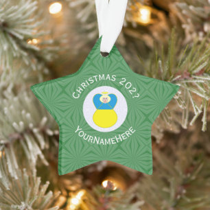 Ornamento Bandeira de Natal do Anjo Ucraniano com Texto Pers