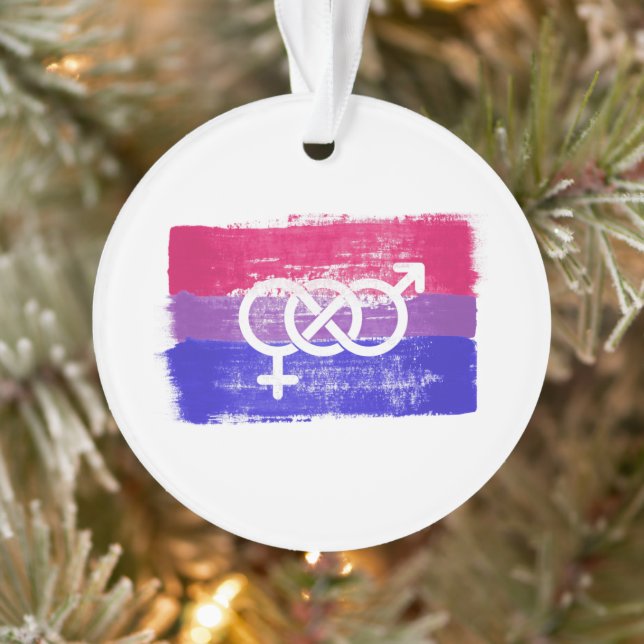 ORNAMENTO BANDEIRA DE ORGULHO SÍMBOLO BISSEXUAL PINTADA (Árvore)