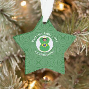 Ornamento Bandeira do Anjo do Natal Brasileiro Personalizada